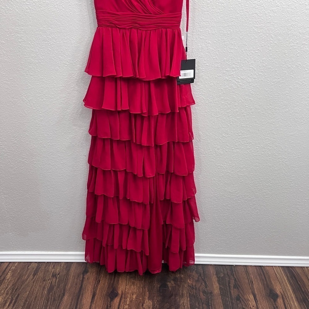 NEW Mac Duggal Nordstrom Red ruffle gown maxi dress size 2 - Picture 7 of 14